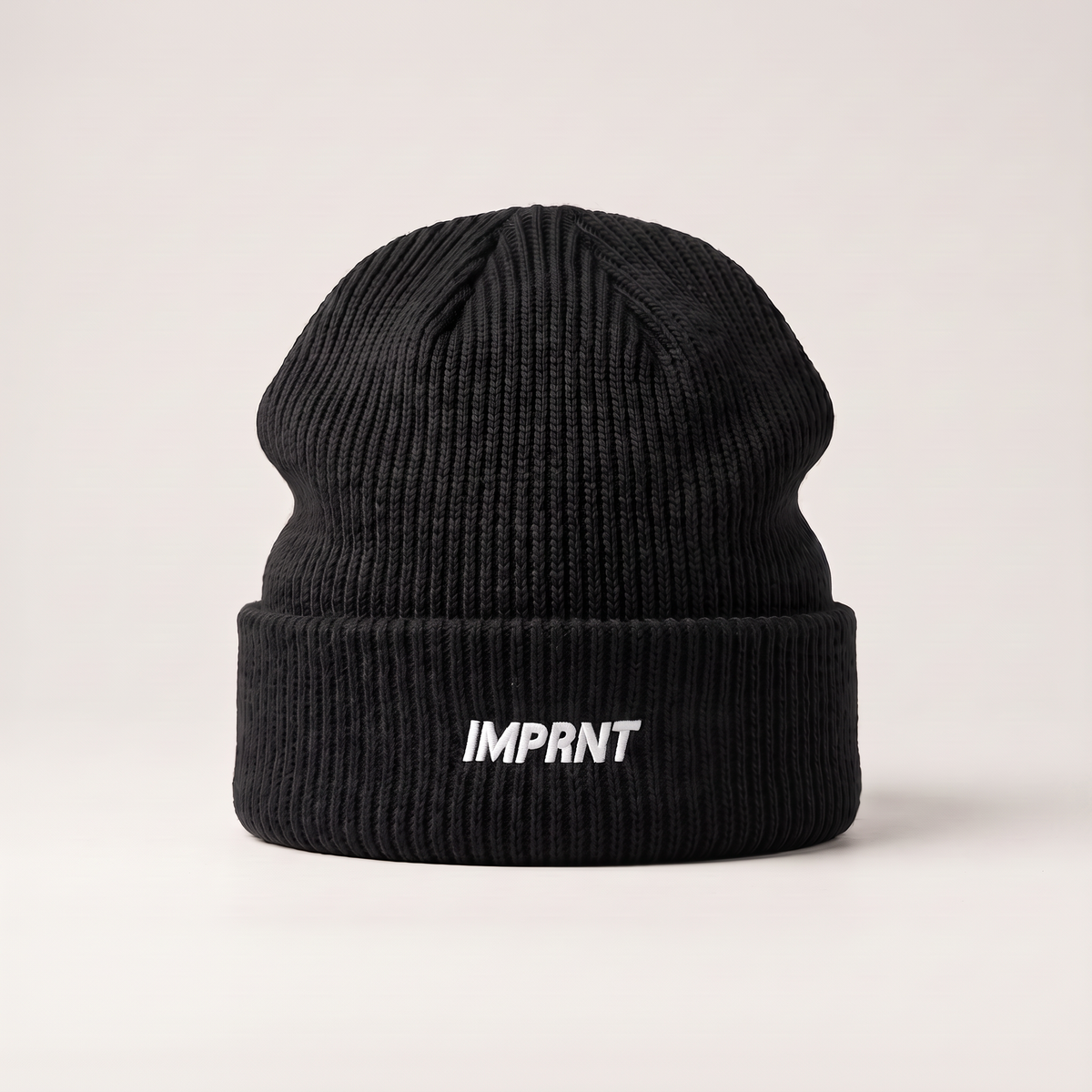 IMPRNT Cuff Beanie, Black, embroidered